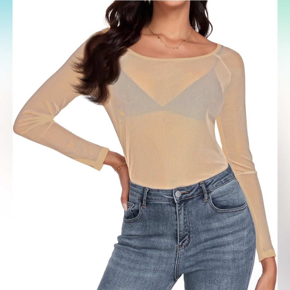 Elegant tan Long Sleeve Top